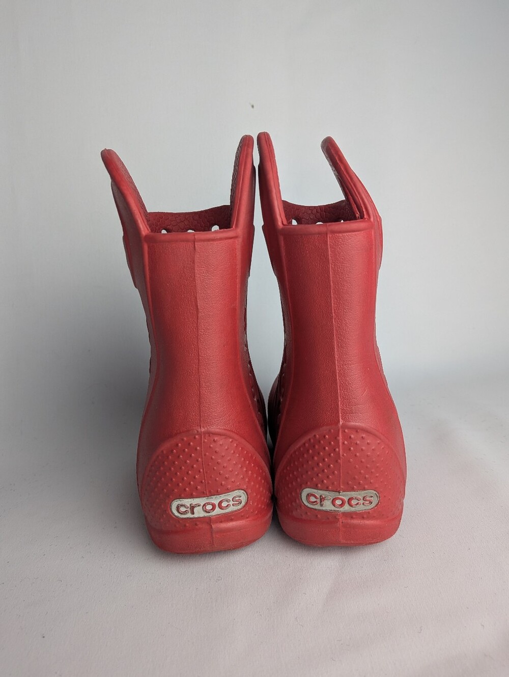 CROCS Kid Rain Boots Size 8 Red Color Waterproof Rubber Unisex - Picture 3 of 6